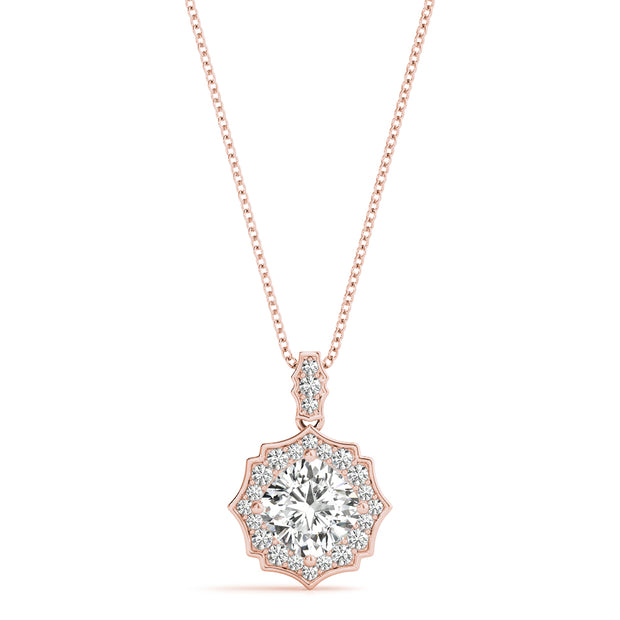 18K Rose Gold 5/8 ct tw Halo Diamond Pendant