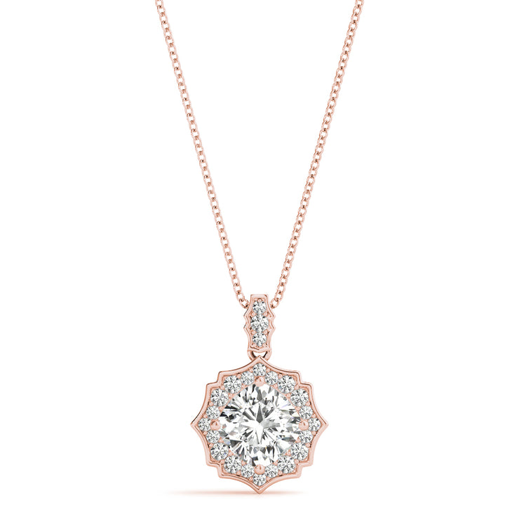 18K Rose Gold 5/8 ct tw Halo Diamond Pendant