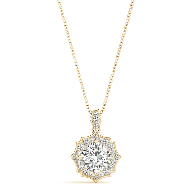 14K Yellow Gold 5/8 ct tw Halo Diamond Pendant