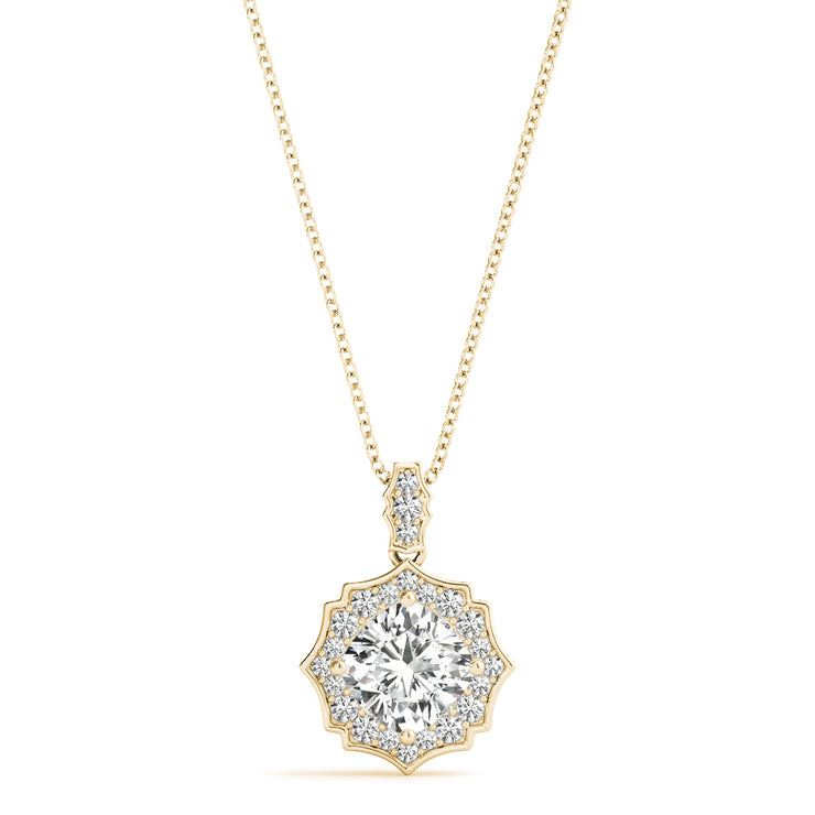 14K Yellow Gold 5/8 ct tw Halo Diamond Pendant