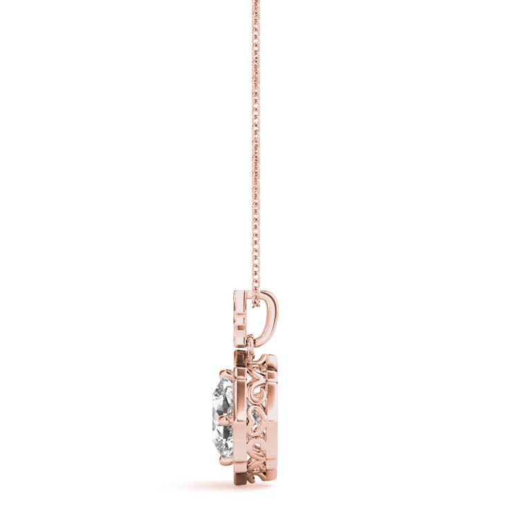 18K Rose Gold 5/8 ct tw Halo Diamond Pendant
