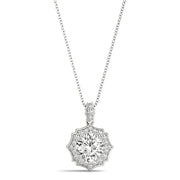 14K White Gold 5/8 ct tw Halo Diamond Pendant
