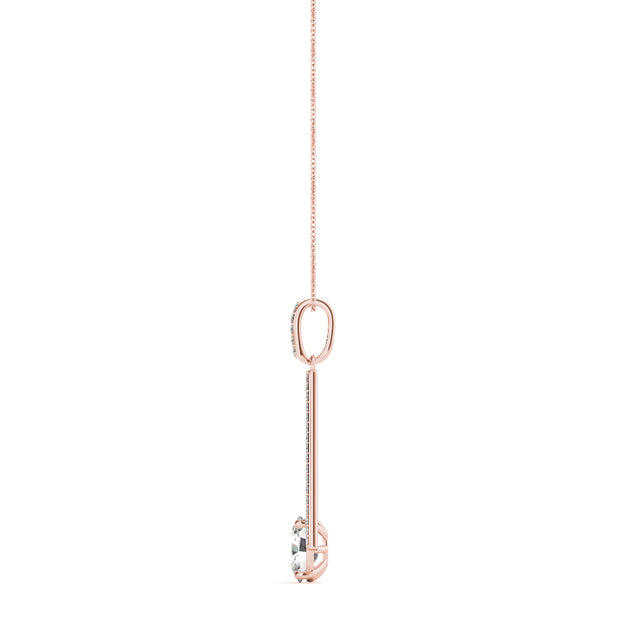 14K Rose Gold 1/5 ct tw Halo Diamond Pendant