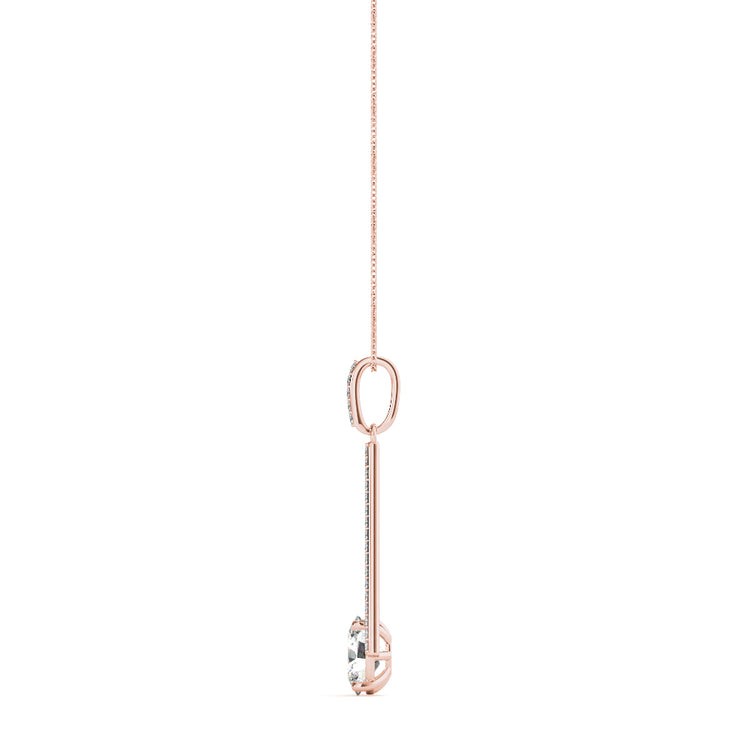 14K Rose Gold 1/5 ct tw Halo Diamond Pendant