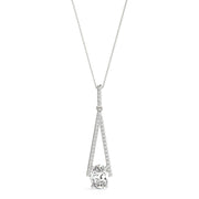 14K White Gold 1/5 ct tw Halo Diamond Pendant