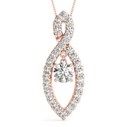 14K Rose Gold 7/8 ct tw Solitaire Diamond Pendant