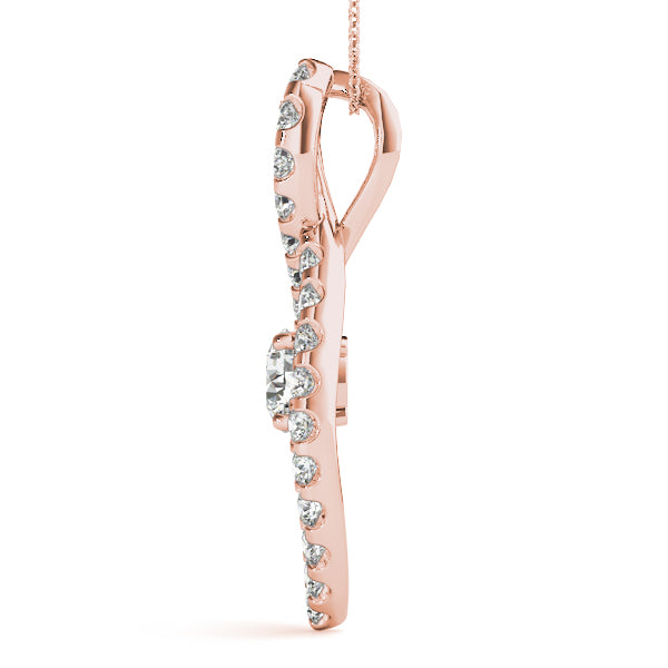 14K Rose Gold 7/8 ct tw Solitaire Diamond Pendant