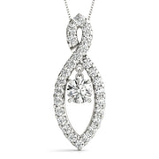 14K White Gold 7/8 ct tw Solitaire Diamond Pendant