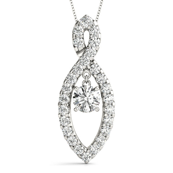 14K White Gold 7/8 ct tw Solitaire Diamond Pendant