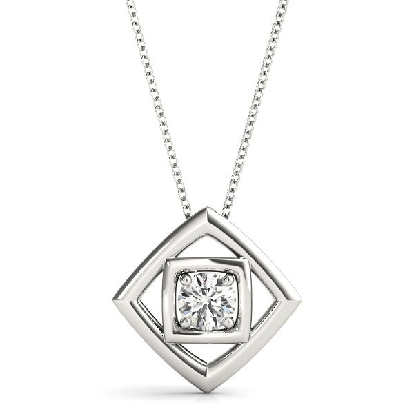 14K White Gold 1/3 ct tw Solitaire Diamond Pendant