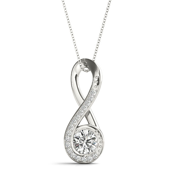 14K White Gold 5/8 ct tw Solitaire Diamond Pendant