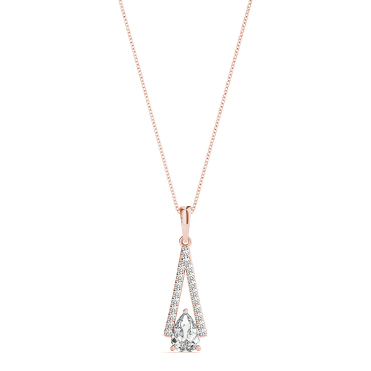 14K Rose Gold 3/4 ct tw Halo Diamond Pendant