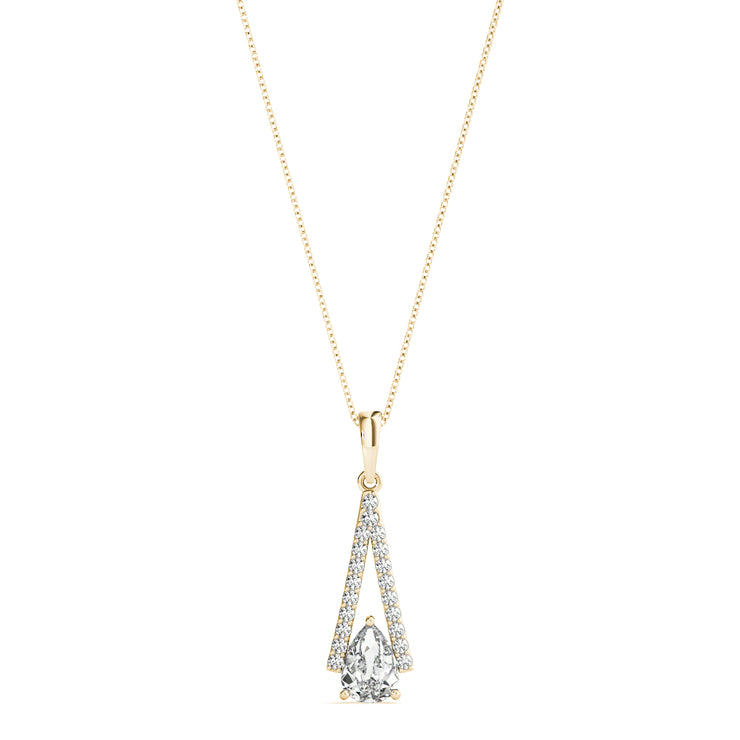 14K Yellow Gold 3/4 ct tw Halo Diamond Pendant
