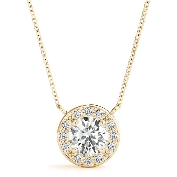 18K Yellow Gold 1 ct tw Halo Diamond Pendant
