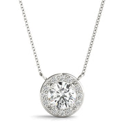 Platinum 1 ct tw Halo Diamond Pendant
