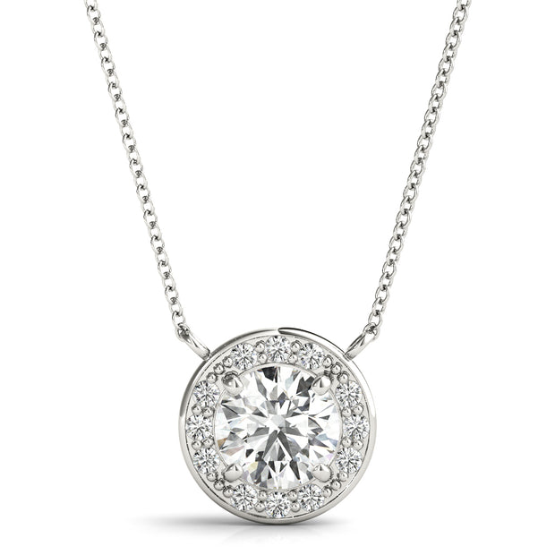 Platinum 1 ct tw Halo Diamond Pendant