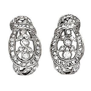 Platinum 1/4 ct tw J-Hoops Diamond Earring