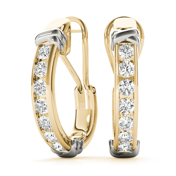 14K Yellow Gold 1/2 ct tw J-Hoops Diamond Earring