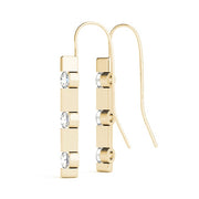 18K Yellow Gold 1/2 ct tw Three Stone Diamond Earring