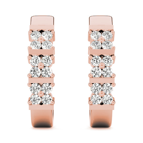 18K Rose Gold 1/4 ct tw J-Hoops Diamond Earring