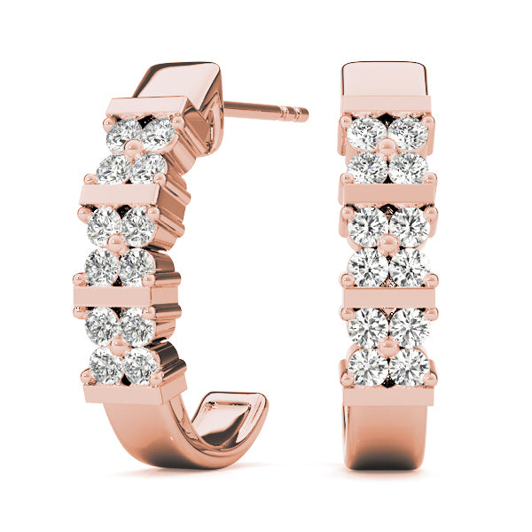 14K Rose Gold 1/4 ct tw J-Hoops Diamond Earring