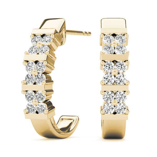 18K Yellow Gold 1/4 ct tw J-Hoops Diamond Earring