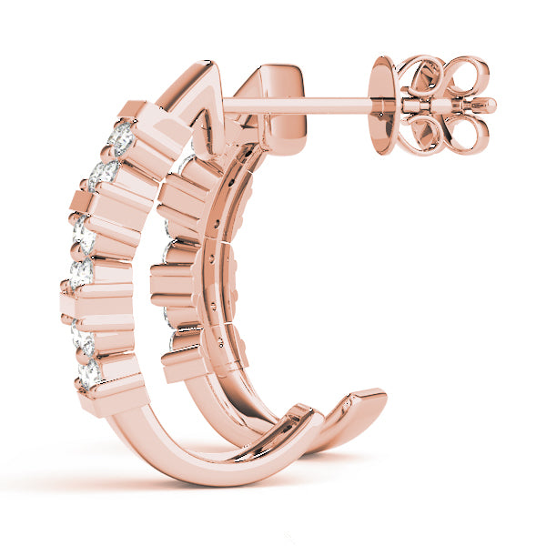 14K Rose Gold 1/4 ct tw J-Hoops Diamond Earring