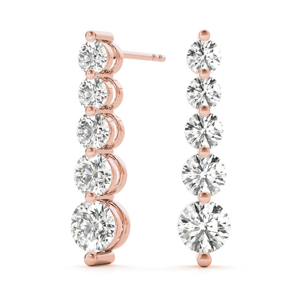 18K Rose Gold 1 ct tw Fashion Diamond Earring