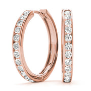 18K Rose Gold Round Diamond Fashion Earrings