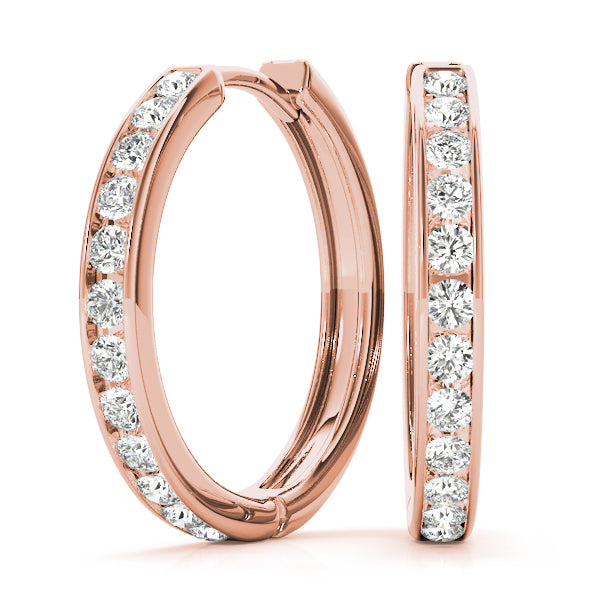 18K Rose Gold Round Diamond Fashion Earrings