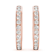 18K Rose Gold Round Diamond Fashion Earrings