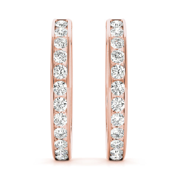 18K Rose Gold Round Diamond Fashion Earrings