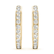 14K Yellow Gold Diamond Fashion Hoop Earrings