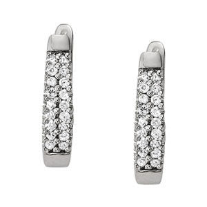 Platinum 1 ct tw J-Hoops Diamond Earring