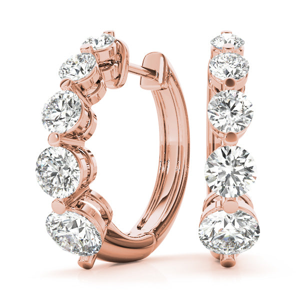 18K Rose Gold 1 ct tw Fashion Diamond Earring