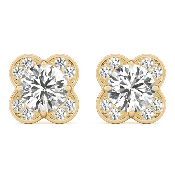 14K Yellow Gold 1/2 ct tw Halo Diamond Earring