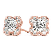 14K Rose Gold 1/2 ct tw Halo Diamond Earring