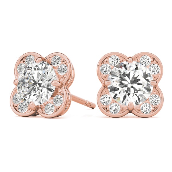14K Rose Gold 1/2 ct tw Halo Diamond Earring