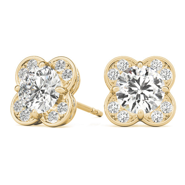 14K Yellow Gold 1/2 ct tw Halo Diamond Earring