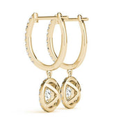 14K Yellow Gold 1 1/3 ct tw Halo Diamond Earring