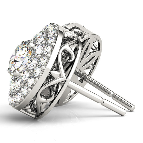 Diamond Round Halo Earrings