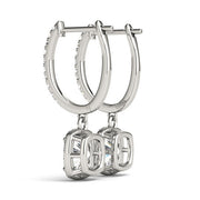 14K White Gold Round Diamond Halo Earrings