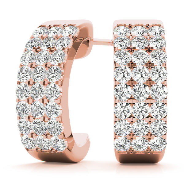 18K Rose Gold 1/2 ct tw J-Hoops Diamond Earring