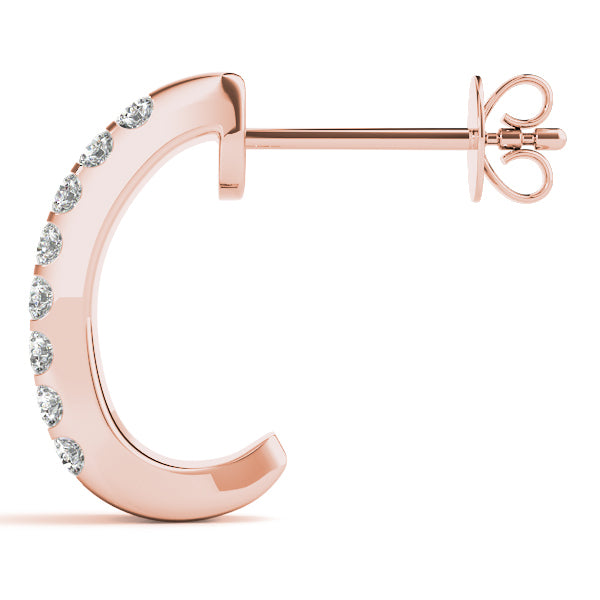 18K Rose Gold 1/2 ct tw J-Hoops Diamond Earring