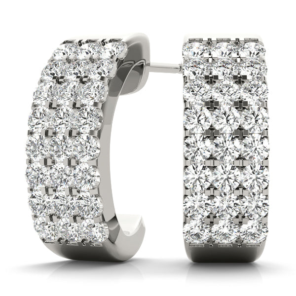 14K White Gold 1/2 ct tw J-Hoops Diamond Earring