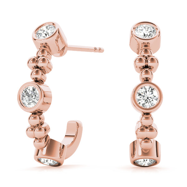 14K Rose Gold 1/2 ct tw J-Hoops Diamond Earring