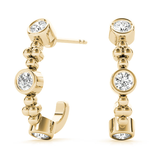 18K Yellow Gold 1/2 ct tw J-Hoops Diamond Earring