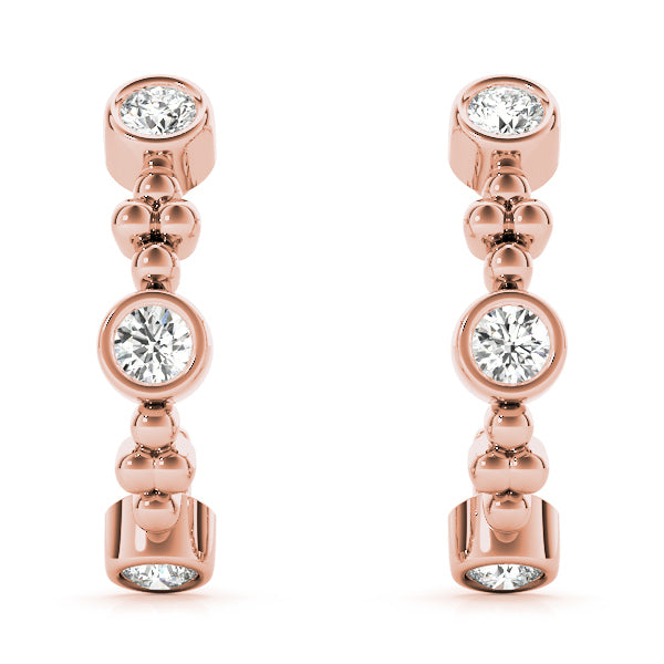 18K Rose Gold 1/2 ct tw J-Hoops Diamond Earring