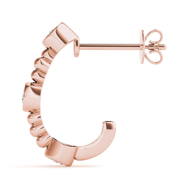14K Rose Gold 1/2 ct tw J-Hoops Diamond Earring