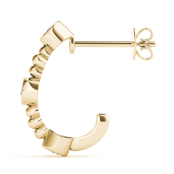 14K Yellow Gold 1/2 ct tw J-Hoops Diamond Earring